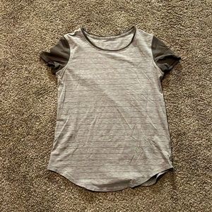 Grey and Green striped Lululemon relaxed t shirt